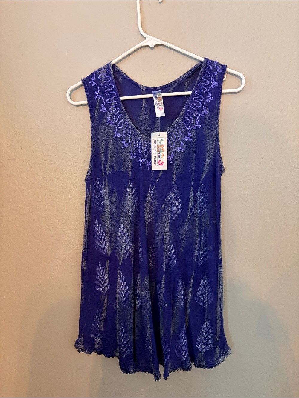 India Boutique Purple Sleeveless Embroidered Tunic